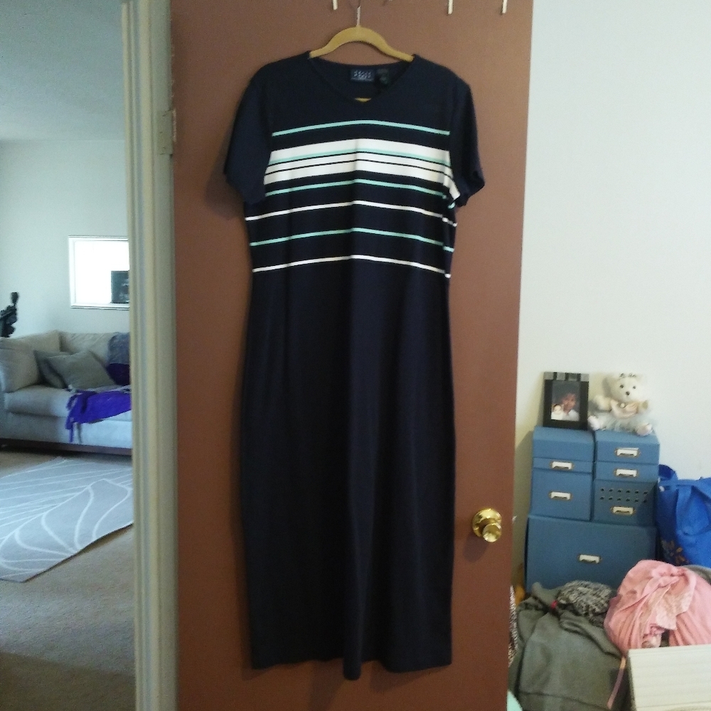 Casual Knit Stripe Maxi Shirt Dress sz XL - Picture 7 of 7